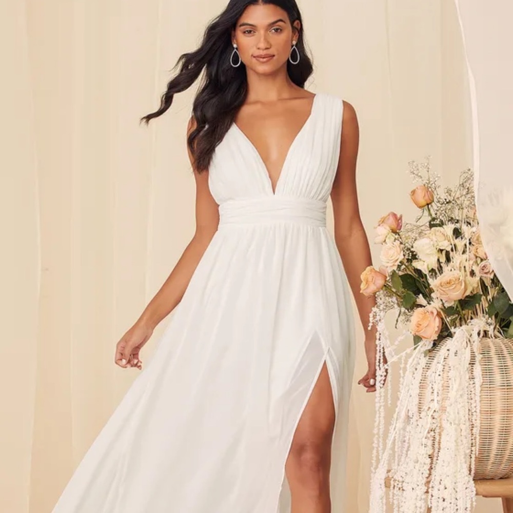 Lulu’s Heavenly Hues maxi dress, white